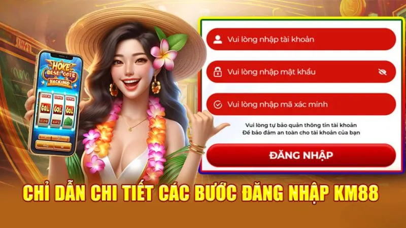 Thực hiện theo đúng từng thao tác để truy cập vào tài khoản KM88